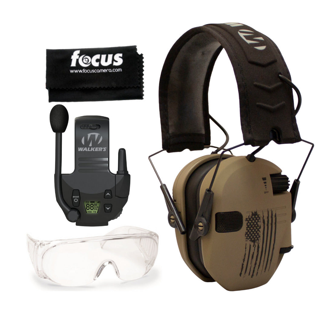 Walkers Razor Walkie Talkie Bundle with Ear Muffs and Accessories