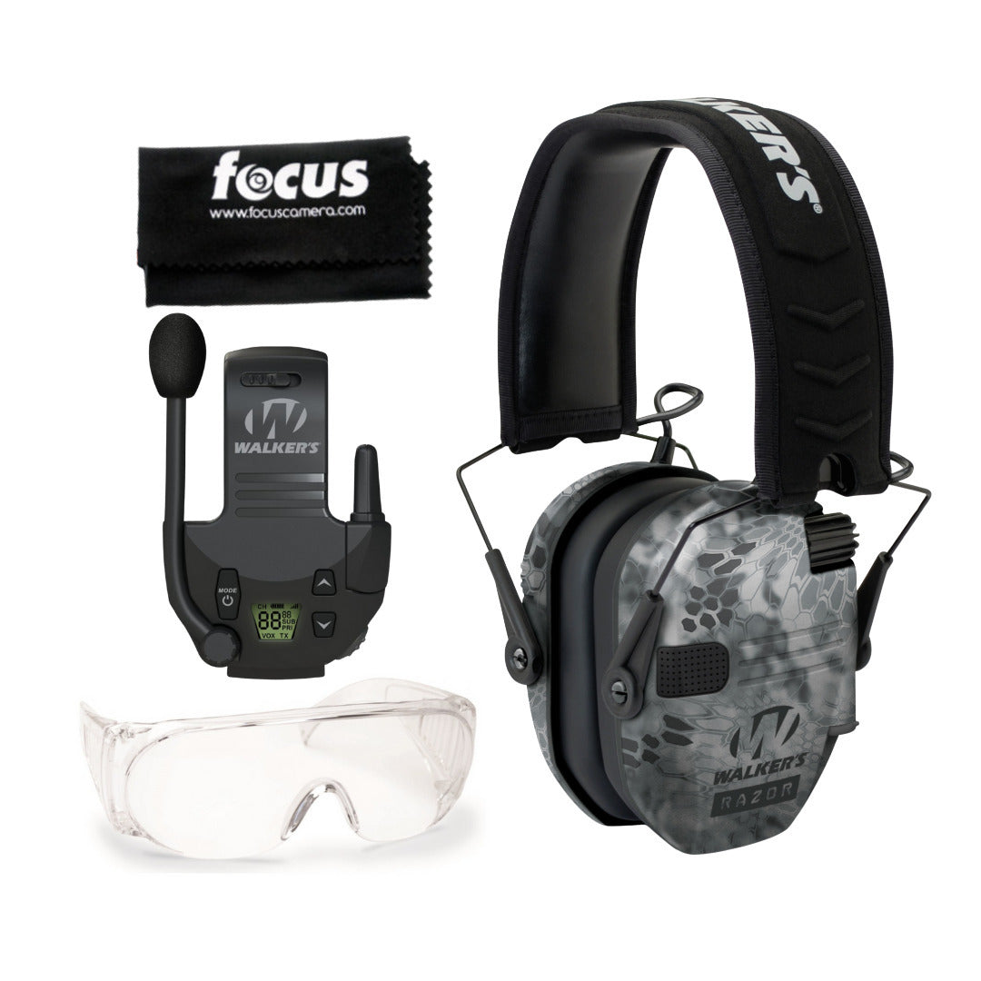 Walkers Razor Digital Ear Muffs (Raid Kryptek) Bundle with Accessories