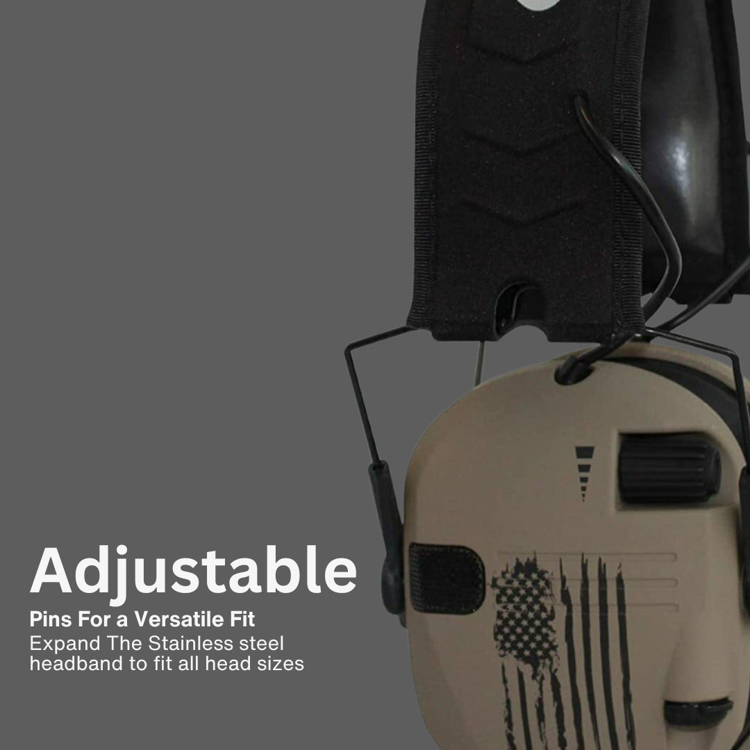 Walker's Razor Digital Ear Muffs (US Flag-FDE) with Walkie/Talkie Bundle