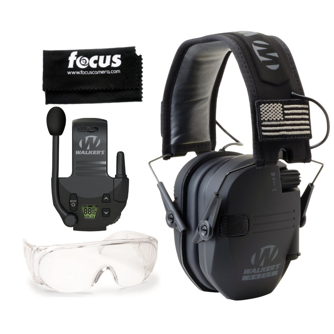 Walkers Razor Digital Ear Muffs (Black Patriot Version) Bundle