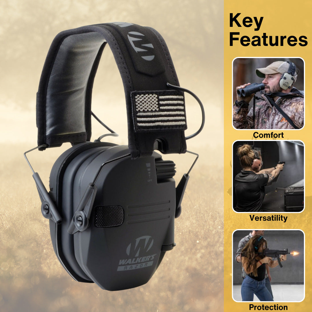 Walkers Razor Digital Ear Muffs (Black Patriot Version) Bundle