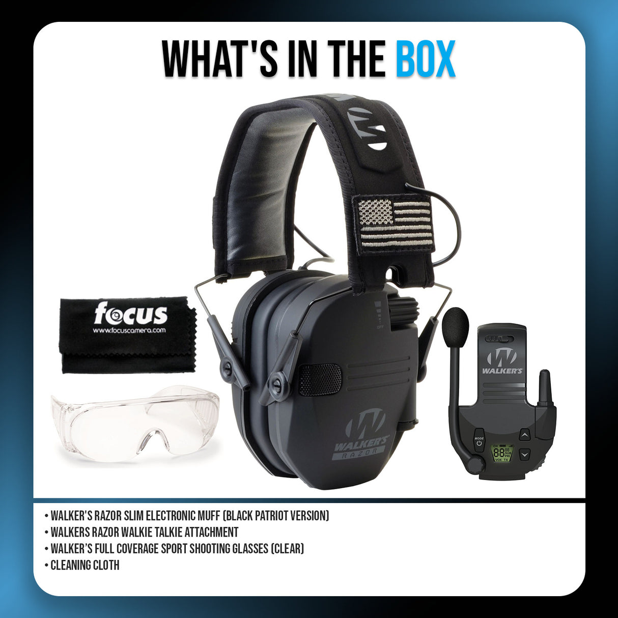 Walkers Razor Digital Ear Muffs (Black Patriot Version) Bundle