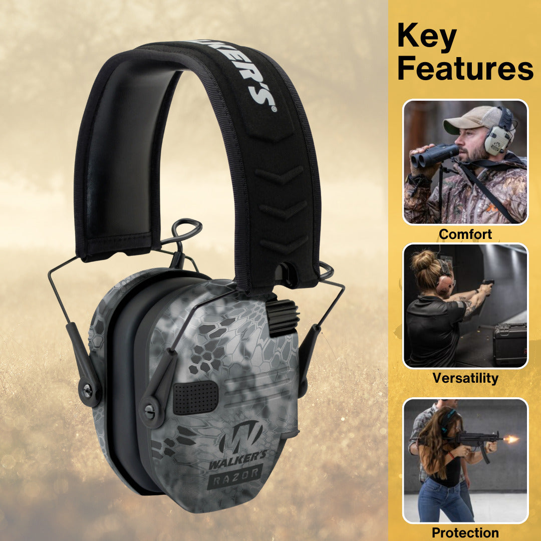 Walker's Razor Digital Ear Muffs (Raid Kryptek) Bundle with Accessories