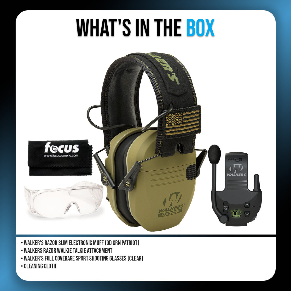 Walkers Razor Walkie Talkie Bundle with Ear Muff and Accessories