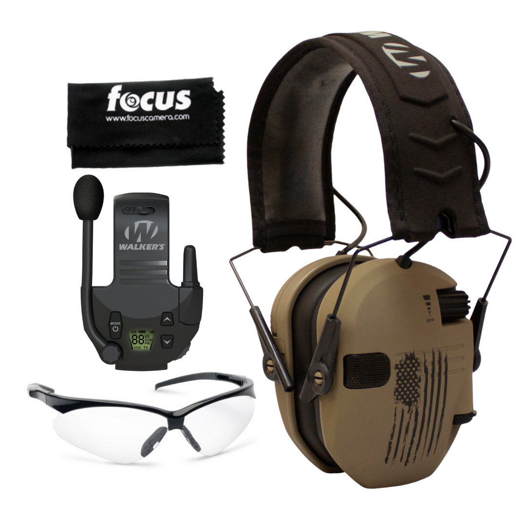 Walkers Razor Walkie Talkie Bundle with Ear Muffs and Accessories