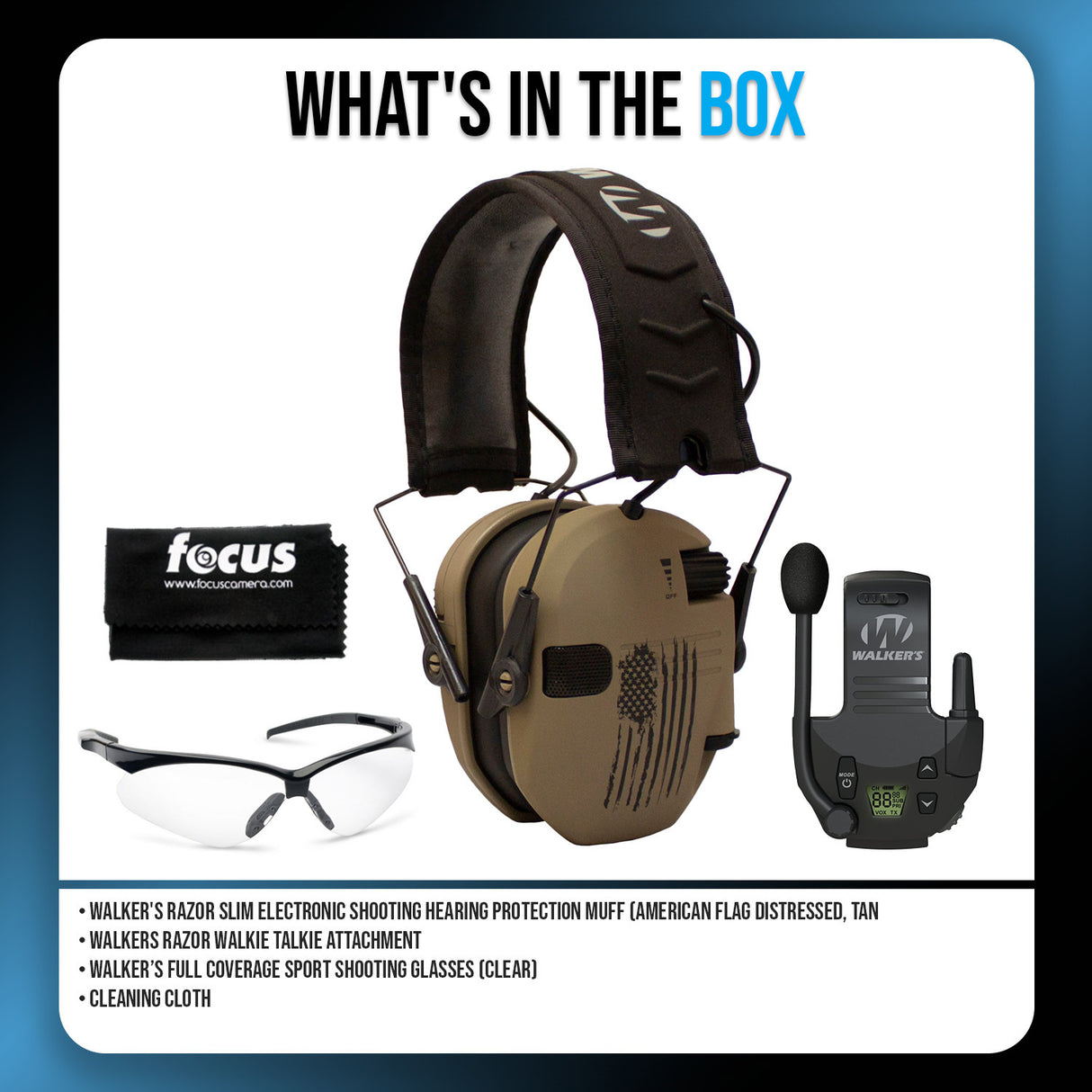 Walkers Razor Walkie Talkie Bundle with Ear Muffs and Accessories