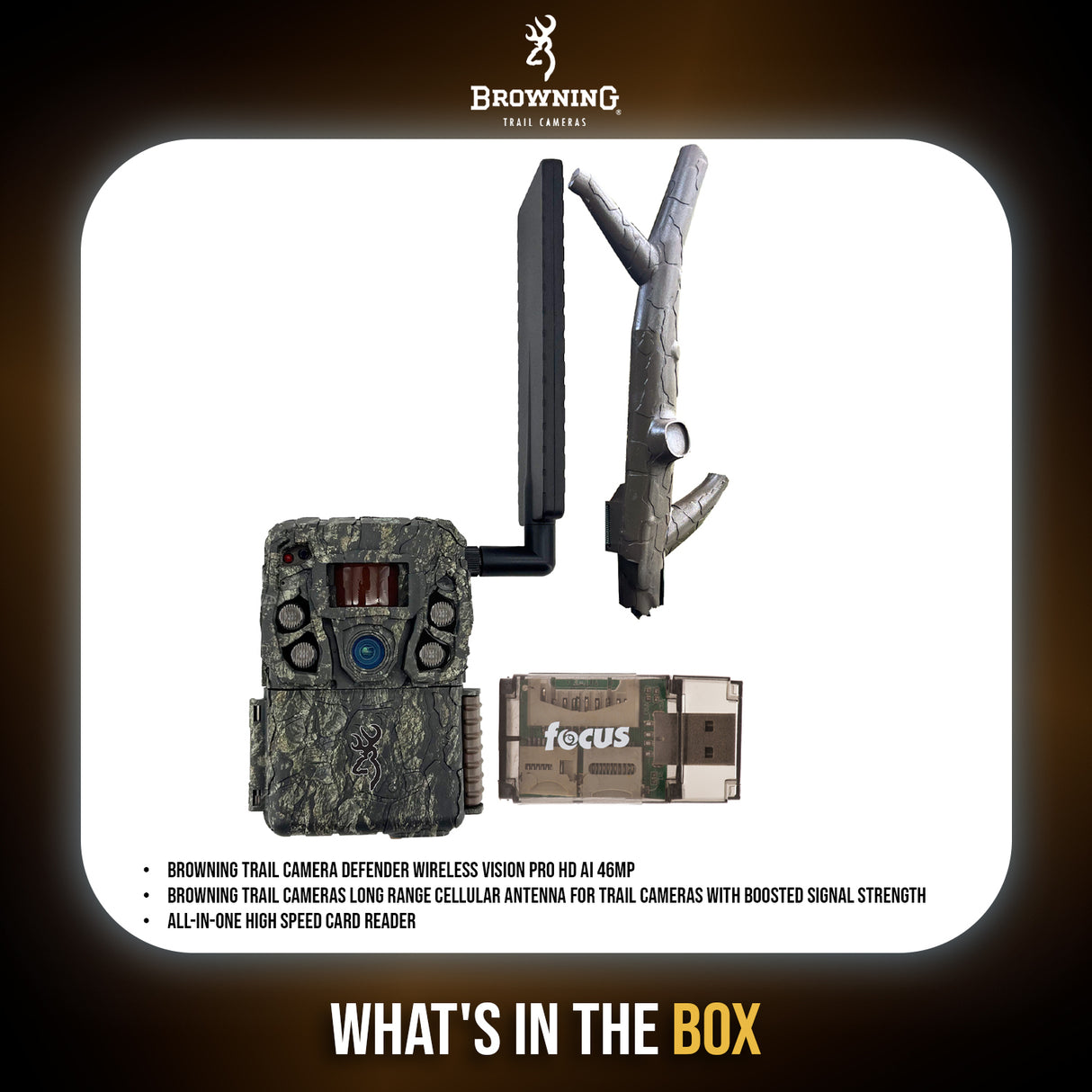 Browning Trail Camera - Defender Wireless Vision Pro HD AI 46MP Bundle