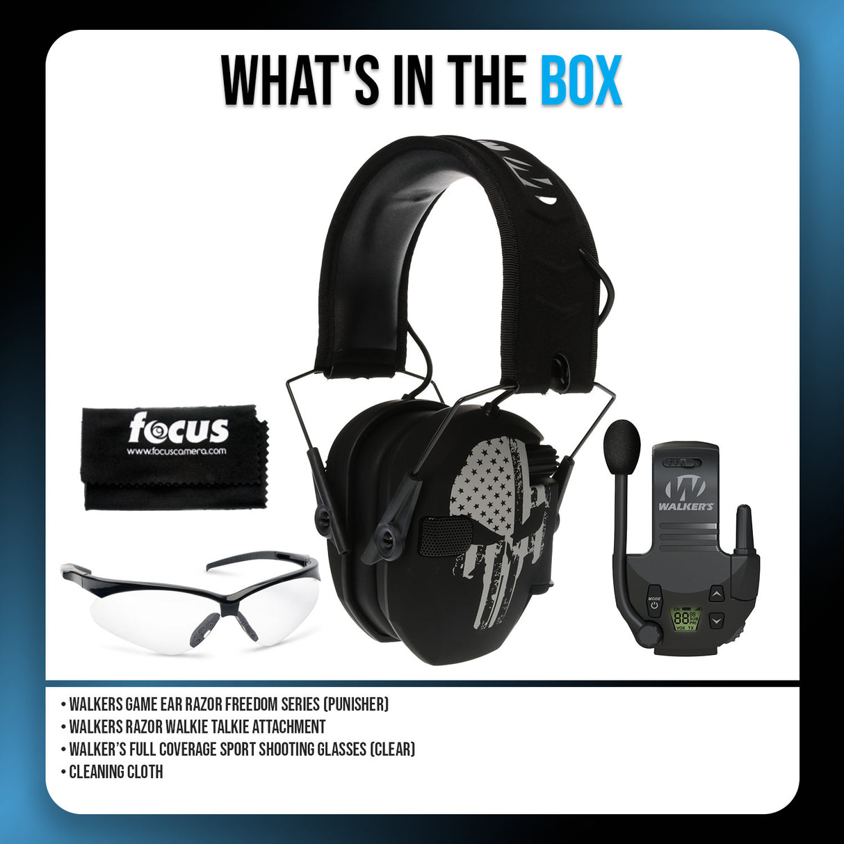 Walkers Razor Walkie Talkie Bundle with Ear Muffs and Accessories