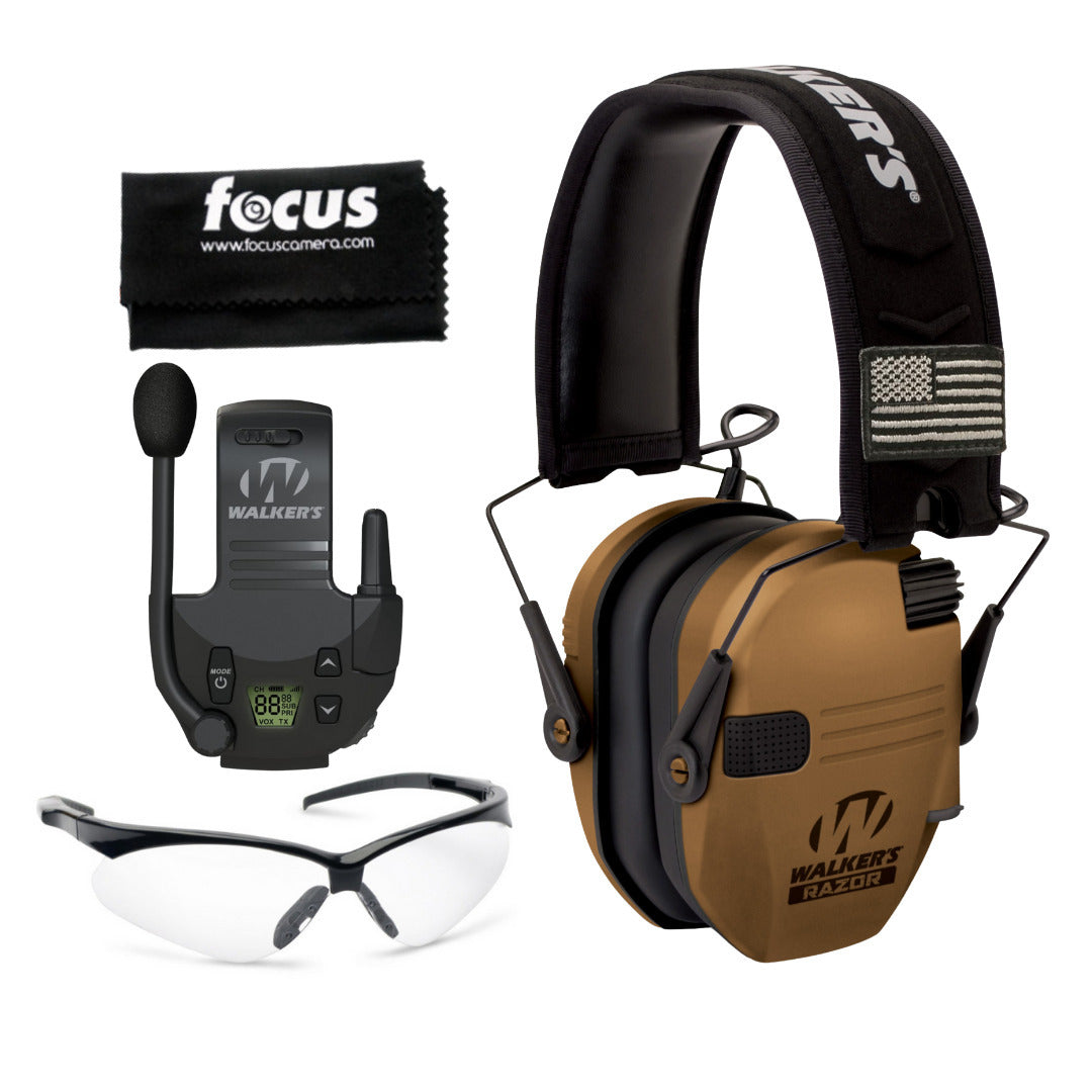 Walkers Razor Walkie Talkie Bundle with Ear Muffs and Accessories