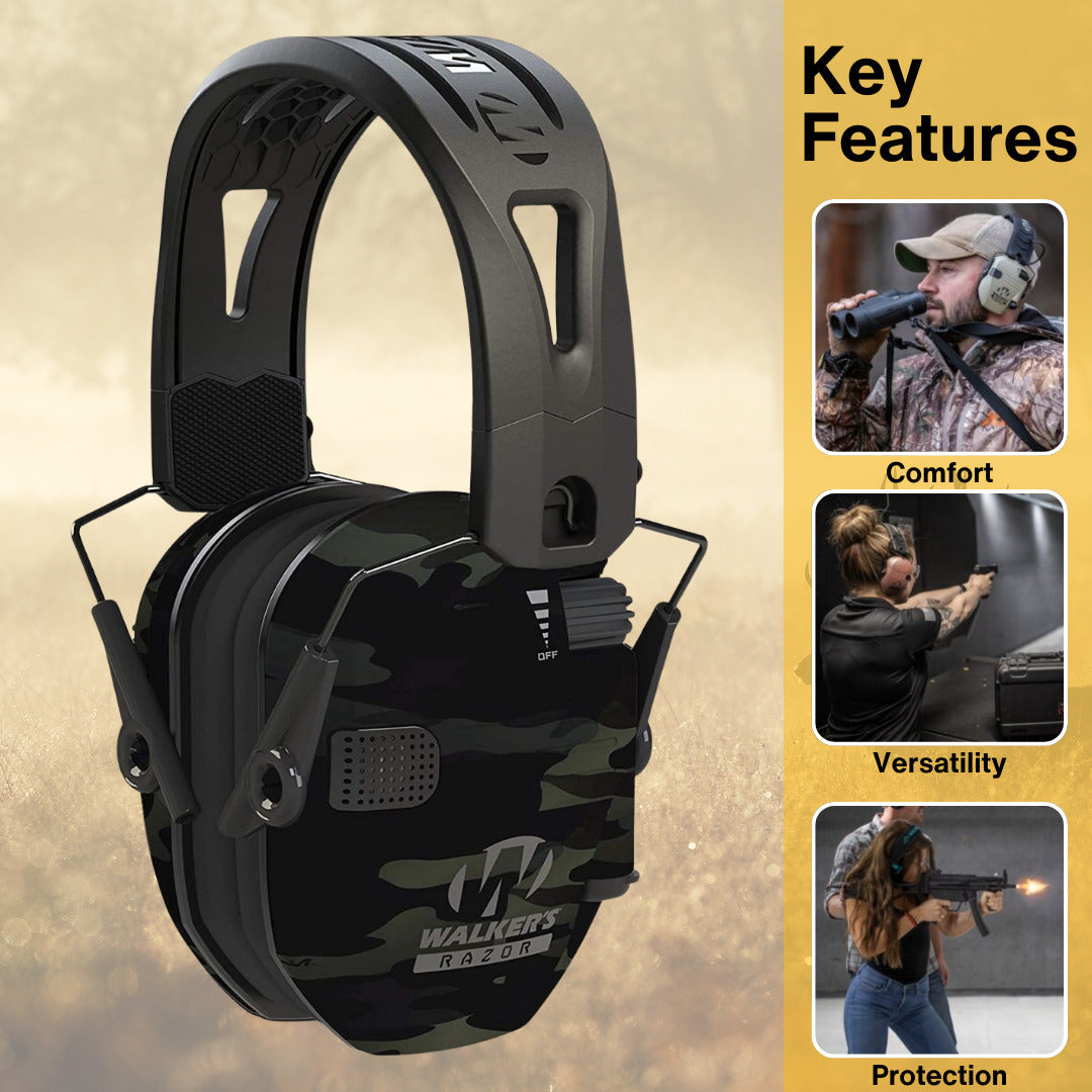 Walkers Razor Walkie Talkie with Razor Tacti-Grip with Rubber Headband Bundle