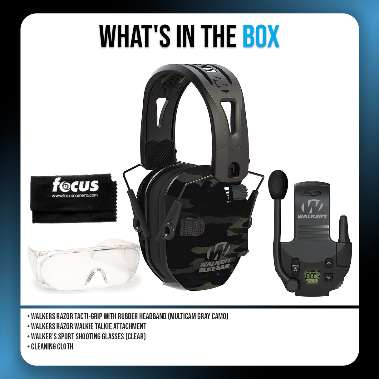 Walkers Razor Tacti-Grip Ear Muffs (Multicam Gray Camo) Bundle