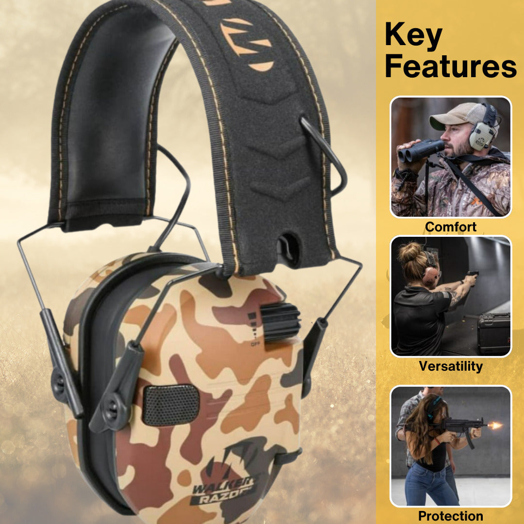 Walkers Razor Walkie Talkie Bundle with Ear Muffs (Duck Camo) and Accessories