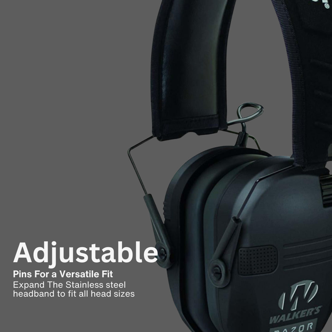 Walkers Razor Walkie Talkie Bundle with Ear Muff (Black) and Accessories