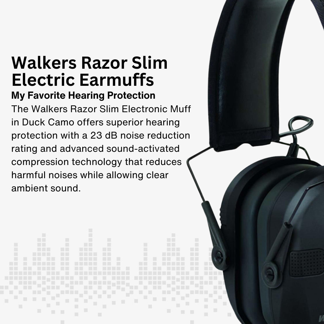 Walkers Razor Walkie Talkie Bundle with Ear Muff (Black) and Accessories
