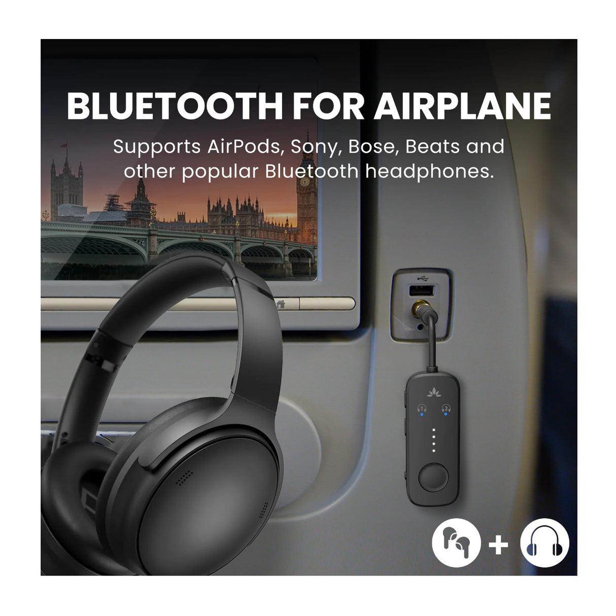 Avantree Relay Premium Bluetooth 5.3 Transmitter with aptX Adaptive (Black)