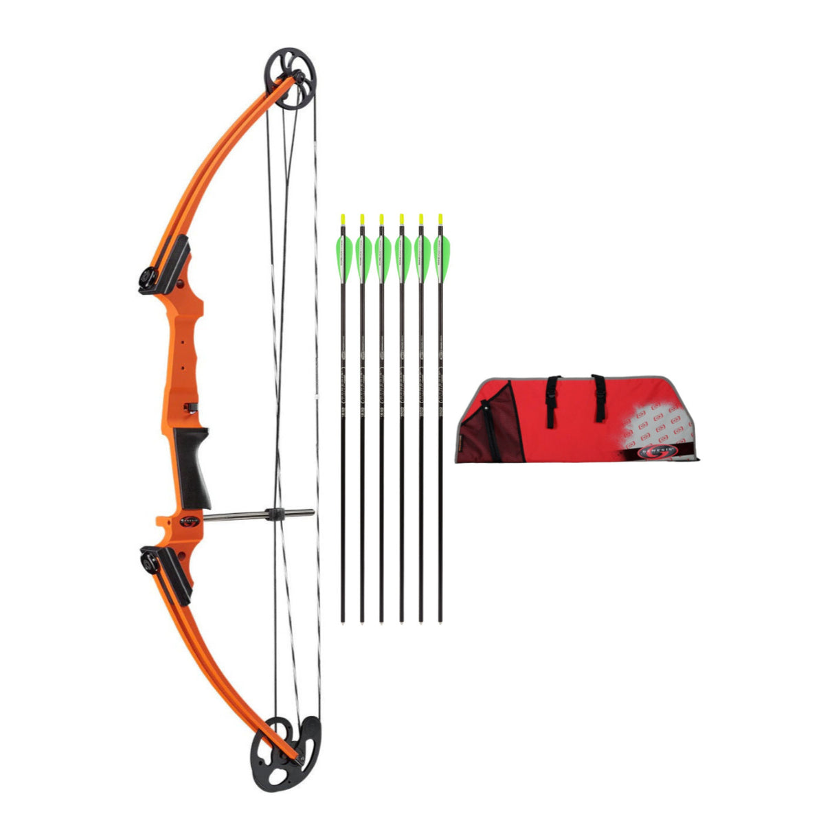 Genesis Archery Original Bow (Right Hand, Orange) with 6 NASP Arrows and Case
