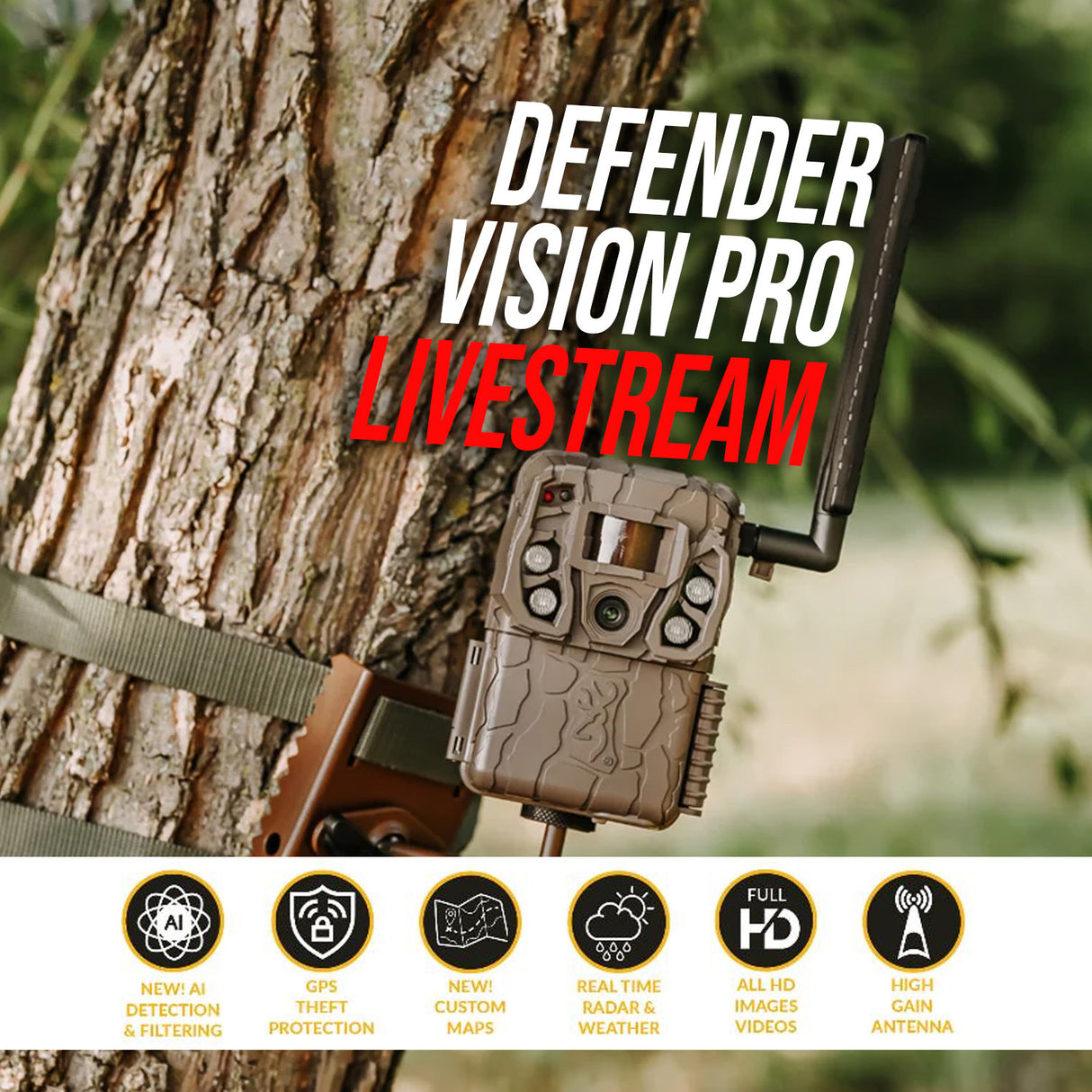 Browning Defender Vision Pro HD Trail Camera Cellular and Boosted (2 Pack)