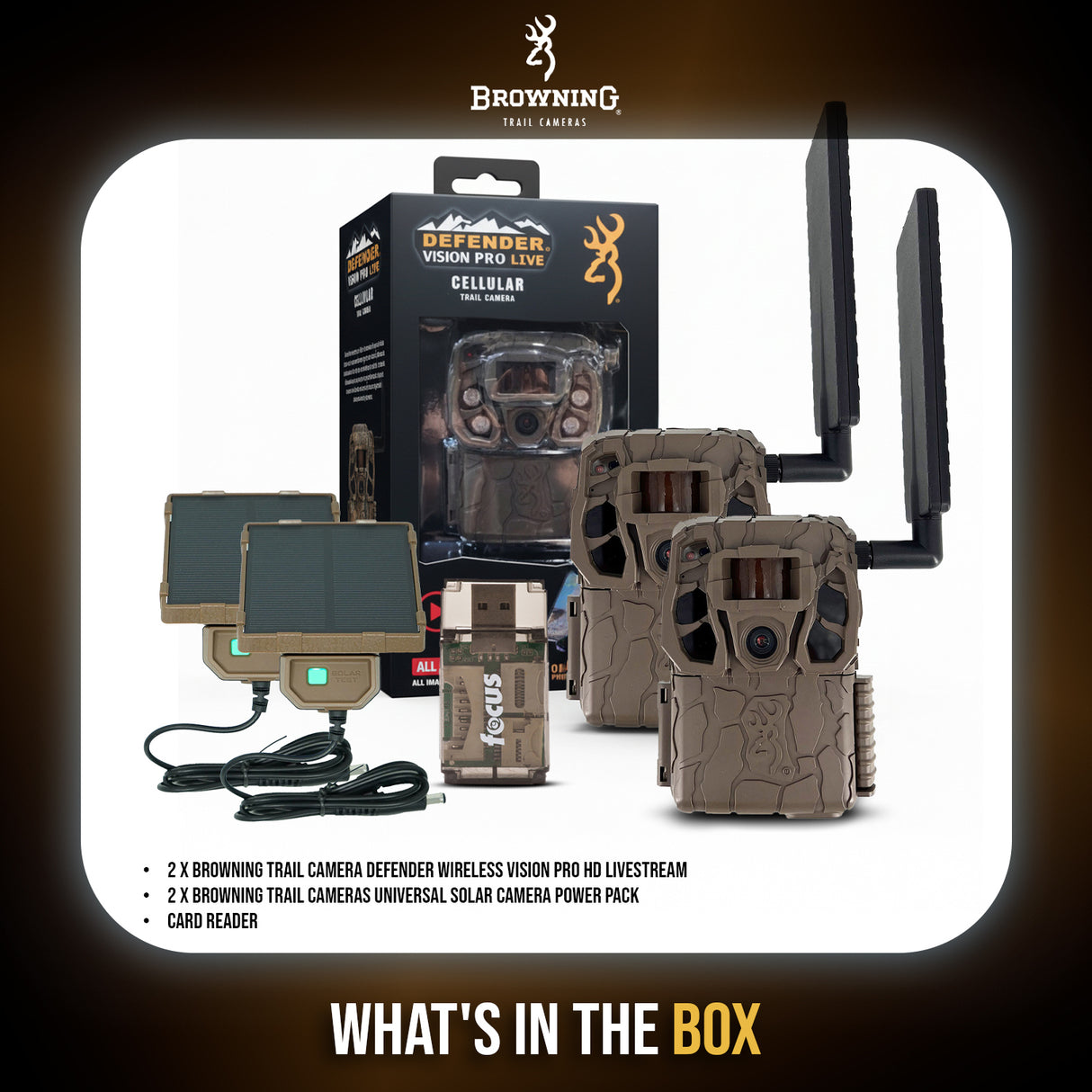 Browning Defender Wireless Vision Pro HD Livestream Trail Camera (2-Pack) Bundle