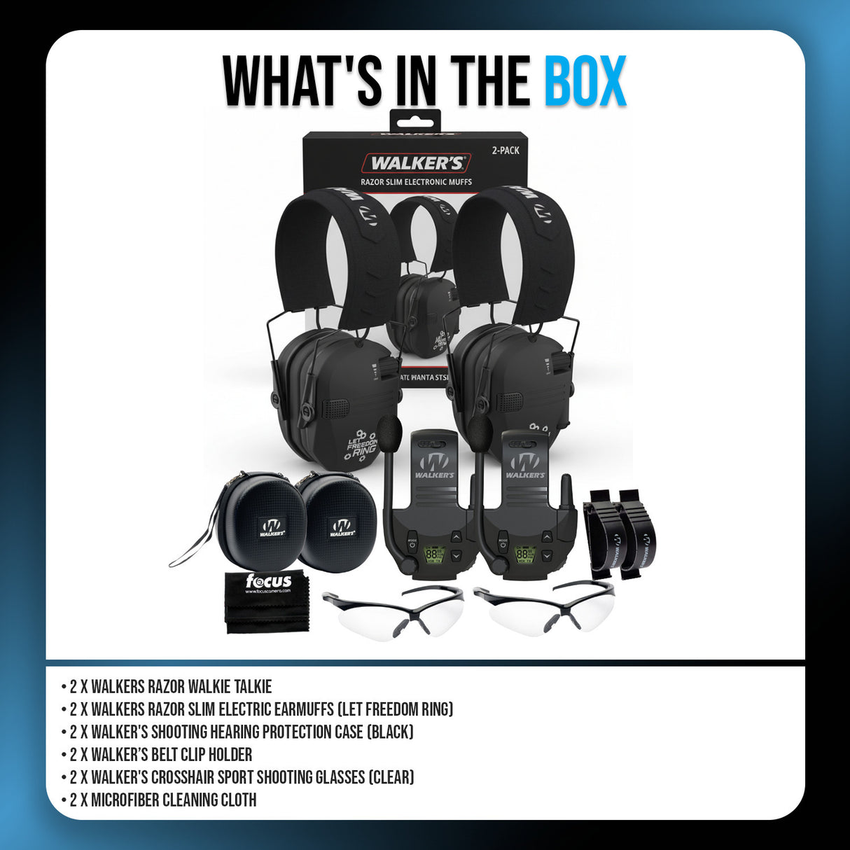 Walker's Razor Walkie Talkie with Ear Muff (Let Freedom Ring) and Accessories