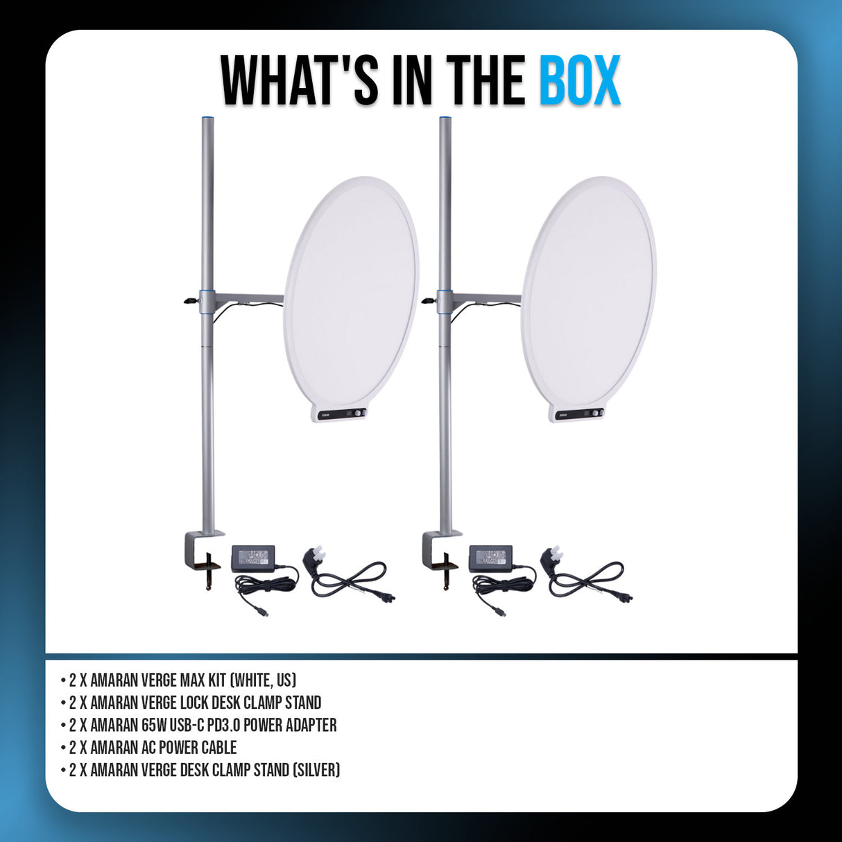 Amaran Verge Max Kit (White, US) with Verge Desk Clamp Stand Bundle