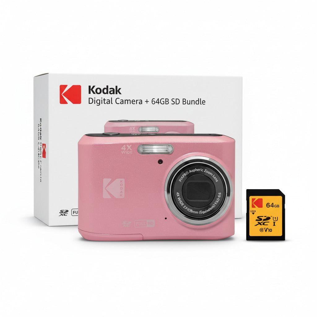 Kodak PixPro FZ45 16MP 1080p Full HD Digital Camera (Pastel Pink) Bundle