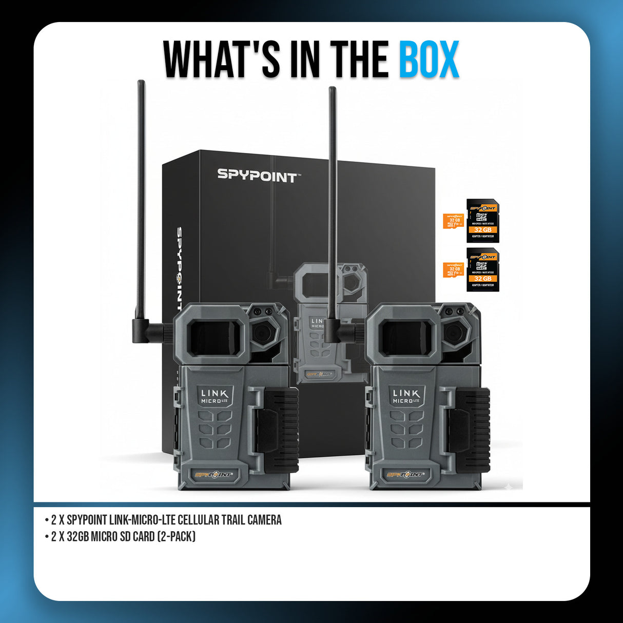 Spypoint LINK-MICRO-LTE Cellular Trail Camera with 32GB Micro SD Card (2-Pack)