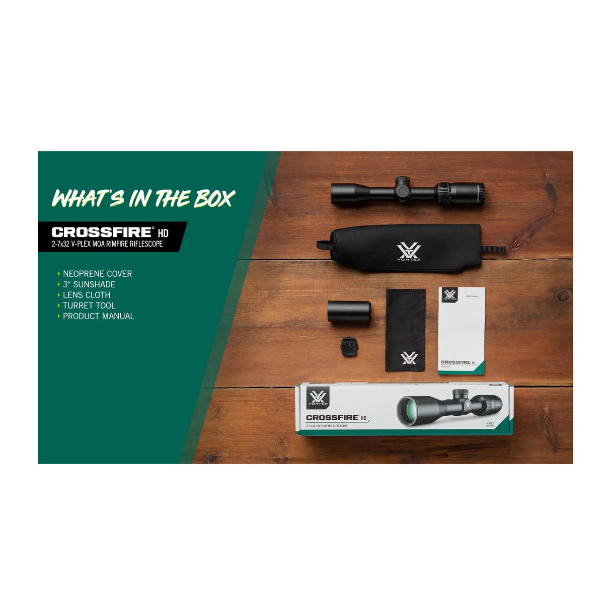 Vortex Optics Crossfire HD 2-7x32 32mm SFP V-Plex MOA Rimfire Riflescope