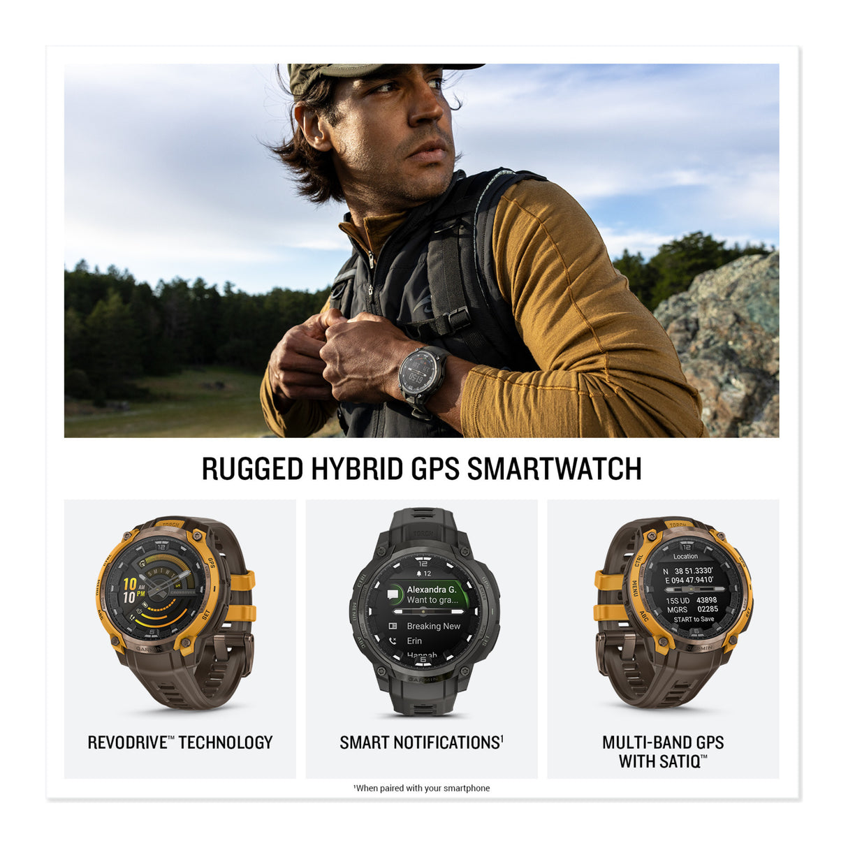 Garmin Instinct Crossover AMOLED GPS Smartwatch (Bronze/Sunburst)