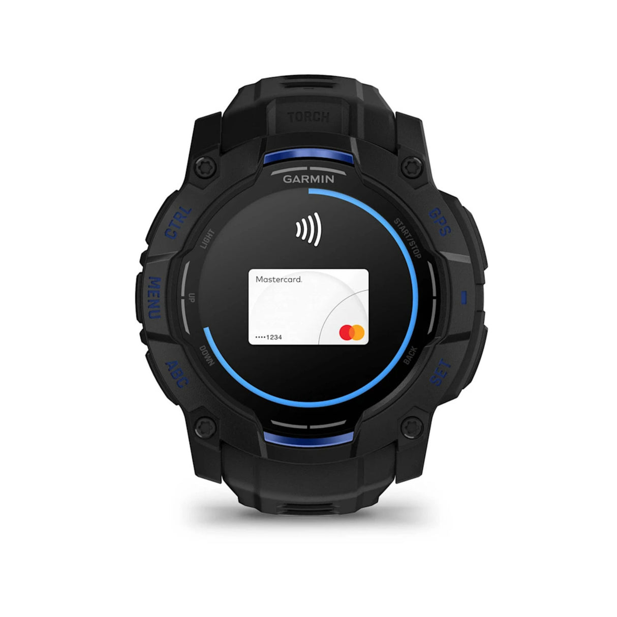 Garmin Instinct 3 AMOLED GPS Smartwatch (Black/Black with Bolt Blue)
