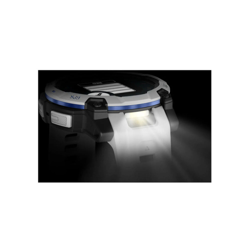 Garmin Instinct 3 AMOLED GPS Smartwatch (Whitestone/Bolt Blue)