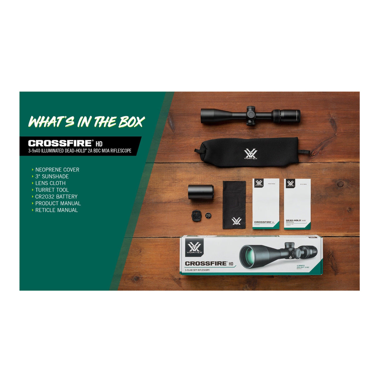 Vortex Optics Crossfire HD 3-9x40 SFP Illuminated Dead-Hold 2A BDC MOA