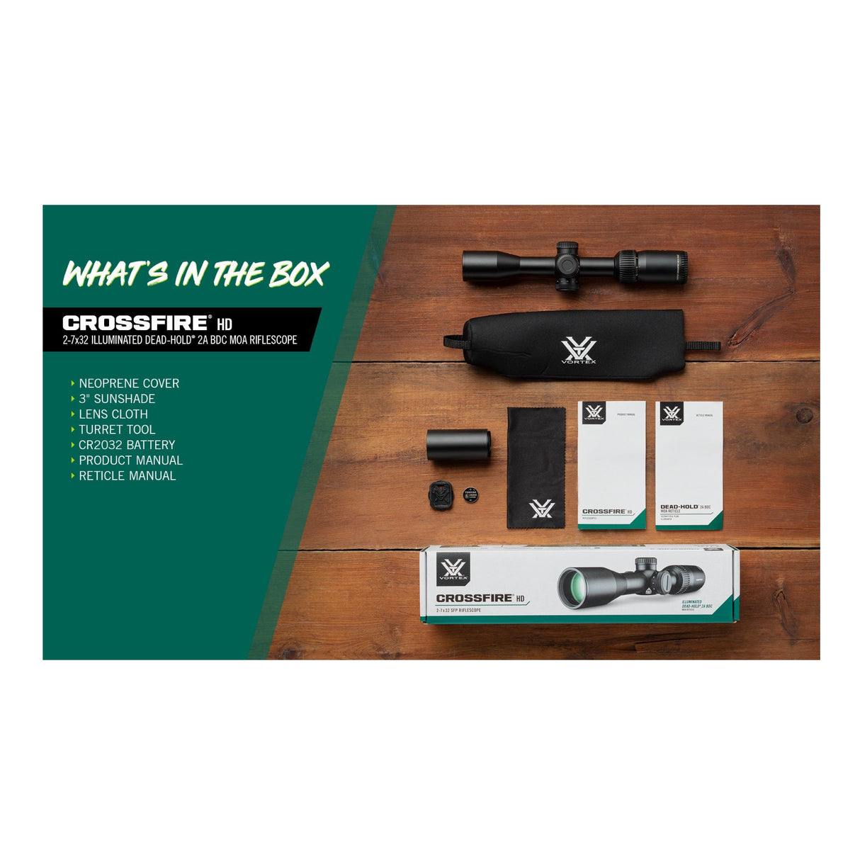 Vortex Optics Crossfire HD 2-7x32 SFP Illuminated Dead-Hold 2A BDC MOA