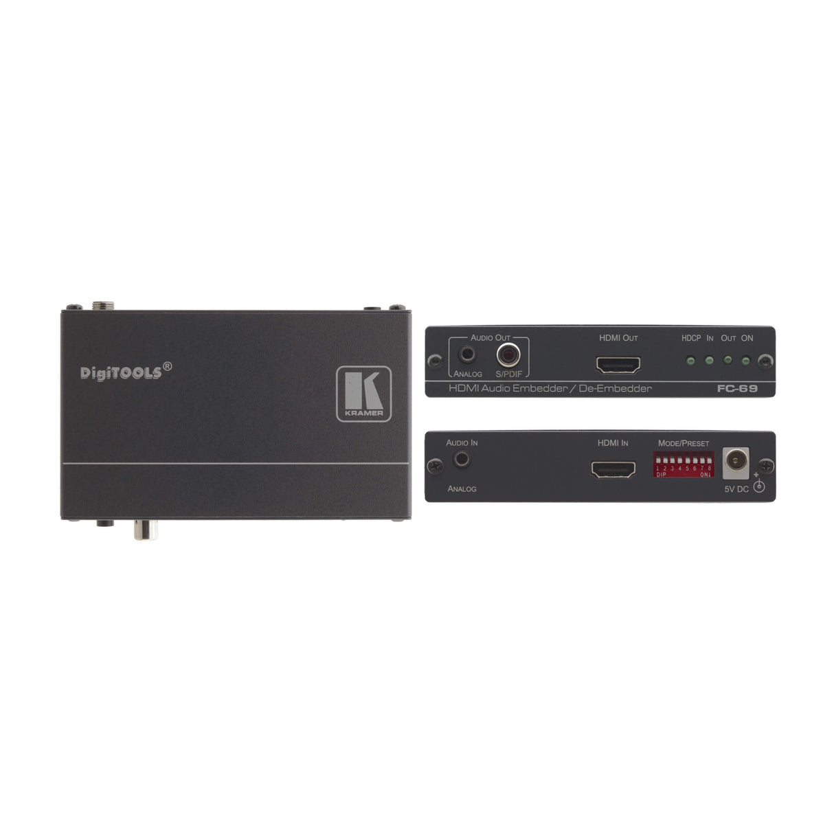 Kramer FC-69 4K60 4:2:0 HDMI Audio Embedder and De-Embedder (Black)