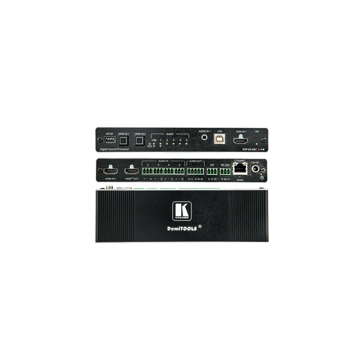Kramer DSP-62-AEC 6x2 PoE Audio Matrix with DSP and AEC HDMI De-Embedding