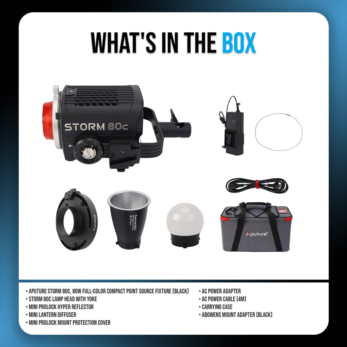 Aputure STORM 80c (Black) and Bowens Mount Adapter Bundle