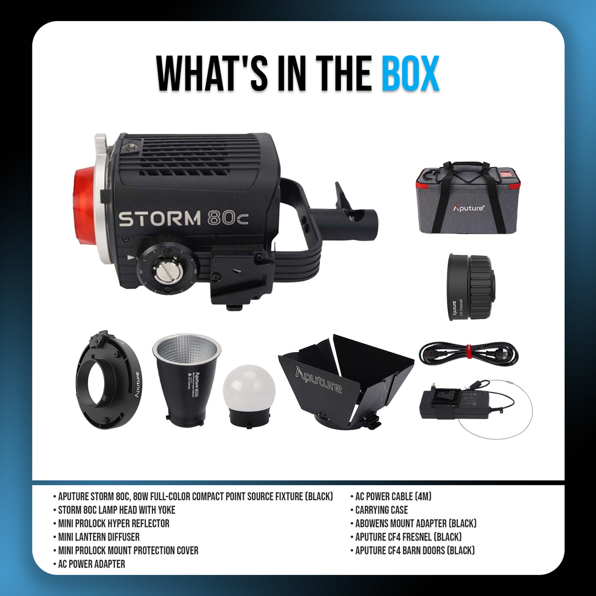 Aputure STORM 80c IP65 Weather-Resistant 80W Full-Color (Black) with Accessories