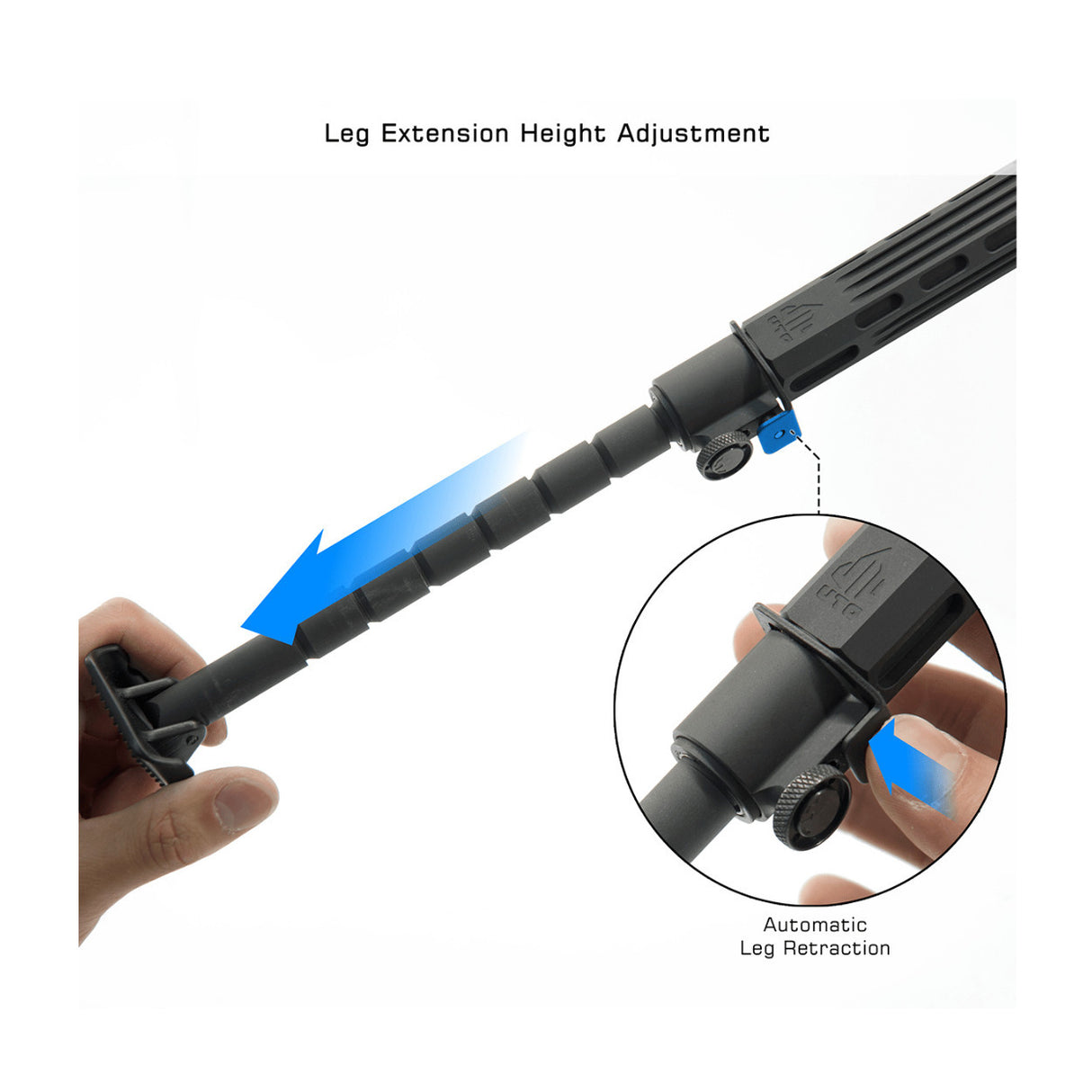 UTG Big Bore Full Stability Bipod 9 to 14-Inch Center Height, Picatinny (Black)