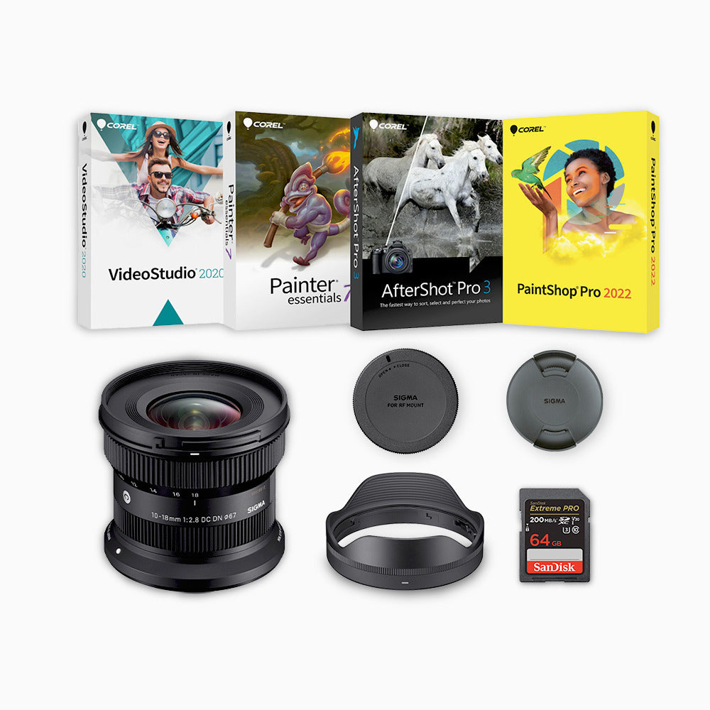 Sigma 10-18mm F2.8 DC DN Lens (Canon RF) with Software Suite and Memory Card