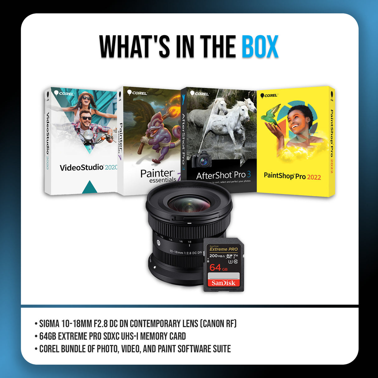 Sigma 10-18mm F2.8 DC DN Lens (Canon RF) with Software Suite and Memory Card