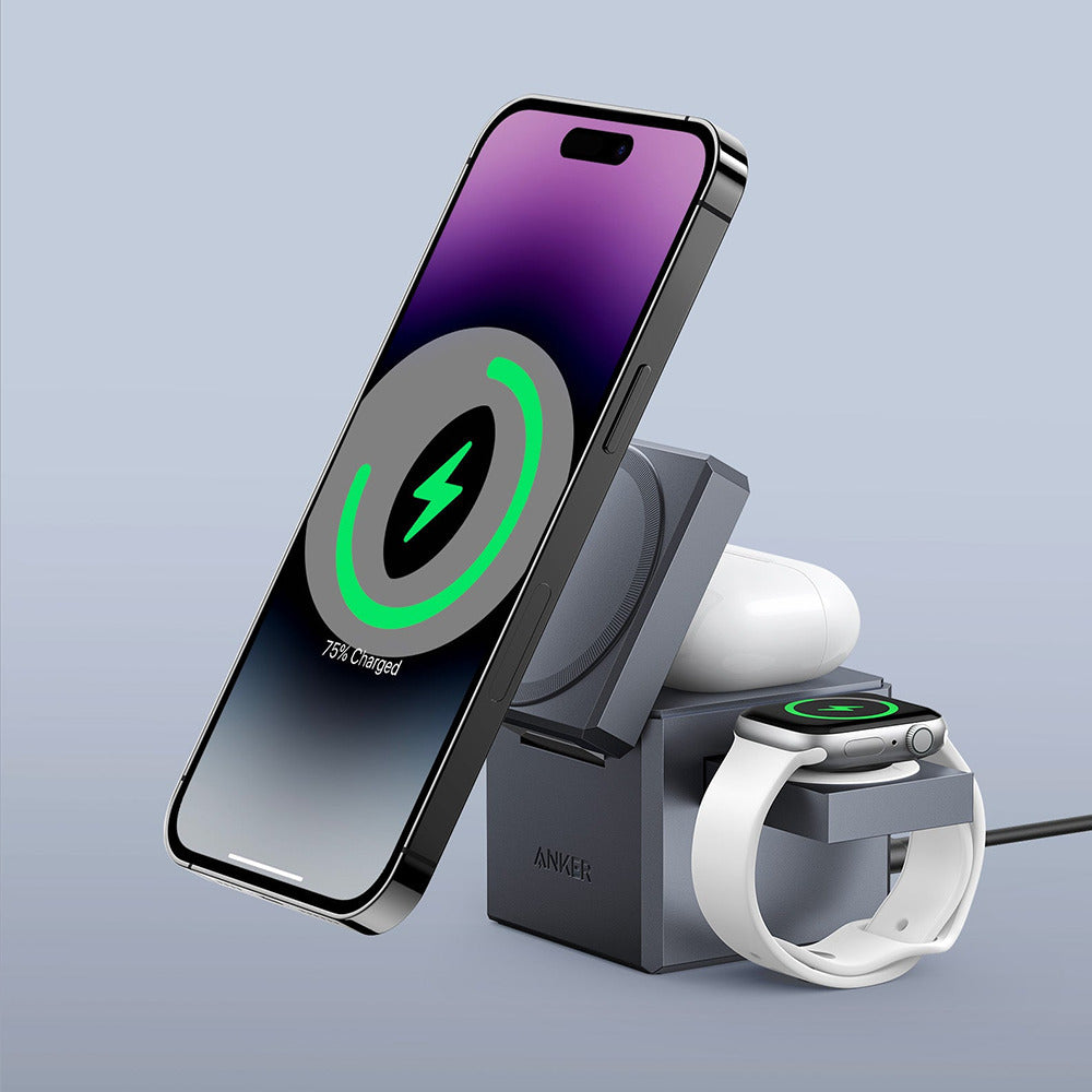 Anker 3-in-1 Wireless Charger with MagSafe for iPhone, Apple Watch, and AirPods