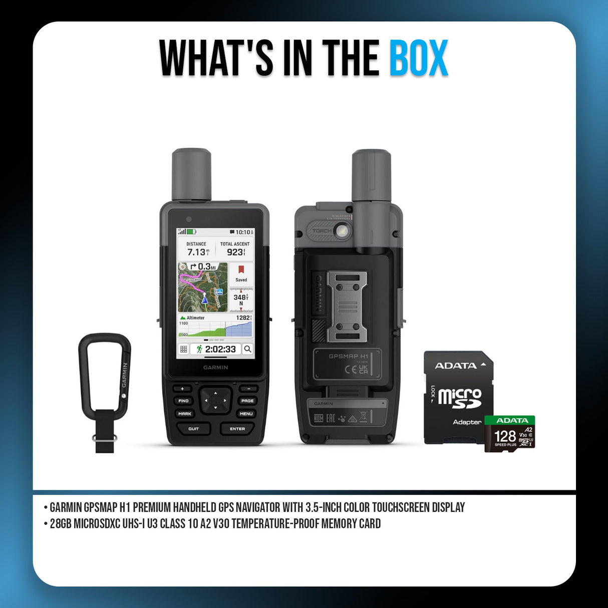 Garmin GPSMAP H1 Premium Handheld GPS Navigator Bundle with 128GB MicroSD Card