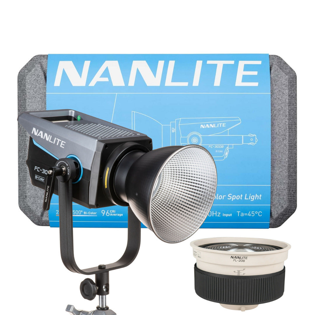 Nanlite FC300B Bi-Color LED Spotlight with Nanlite FL-20G Fresnel Lens Bundle