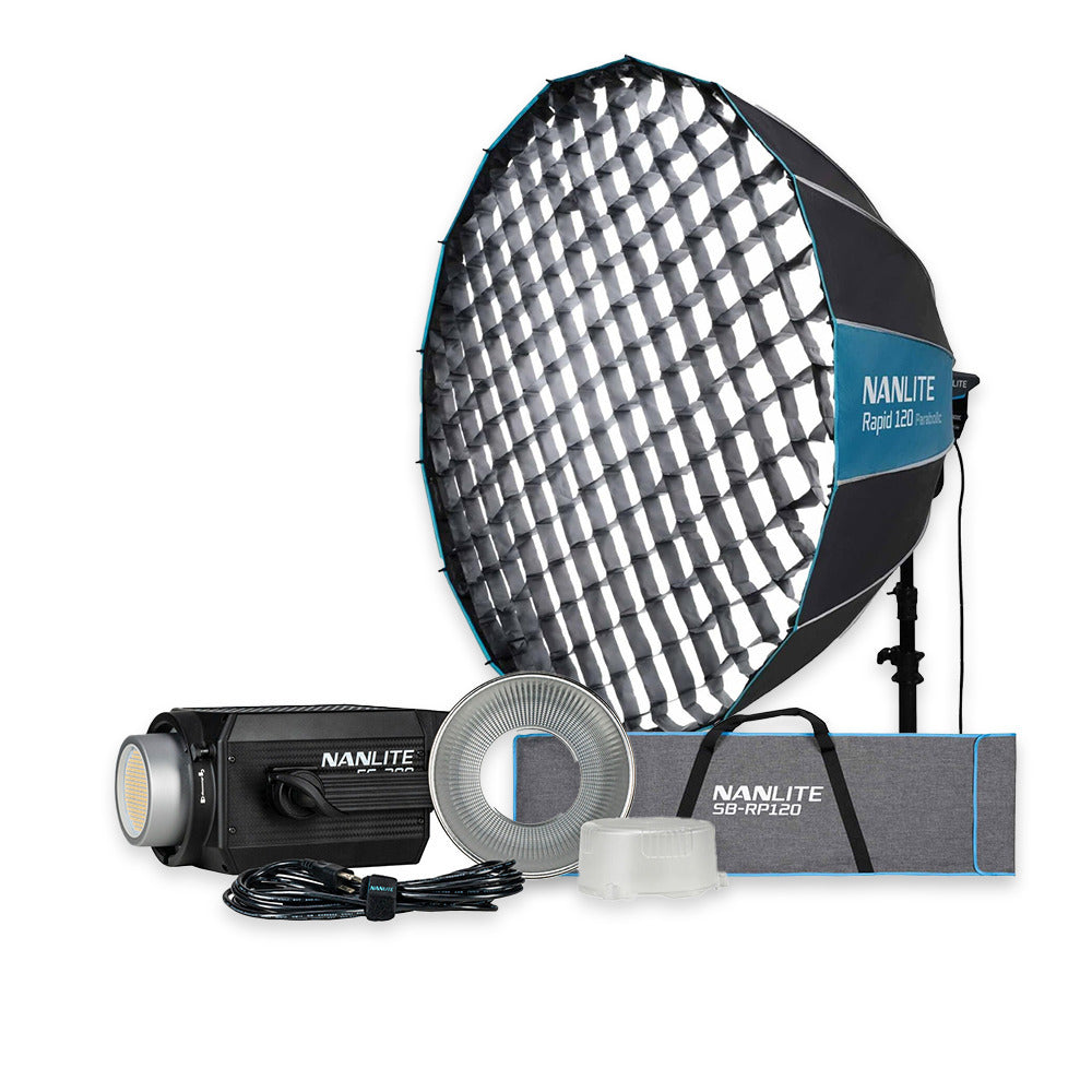 Nanlite FS-200 Daylight LED Monolight Quiet Fan Bundle with Parabolic Softbox