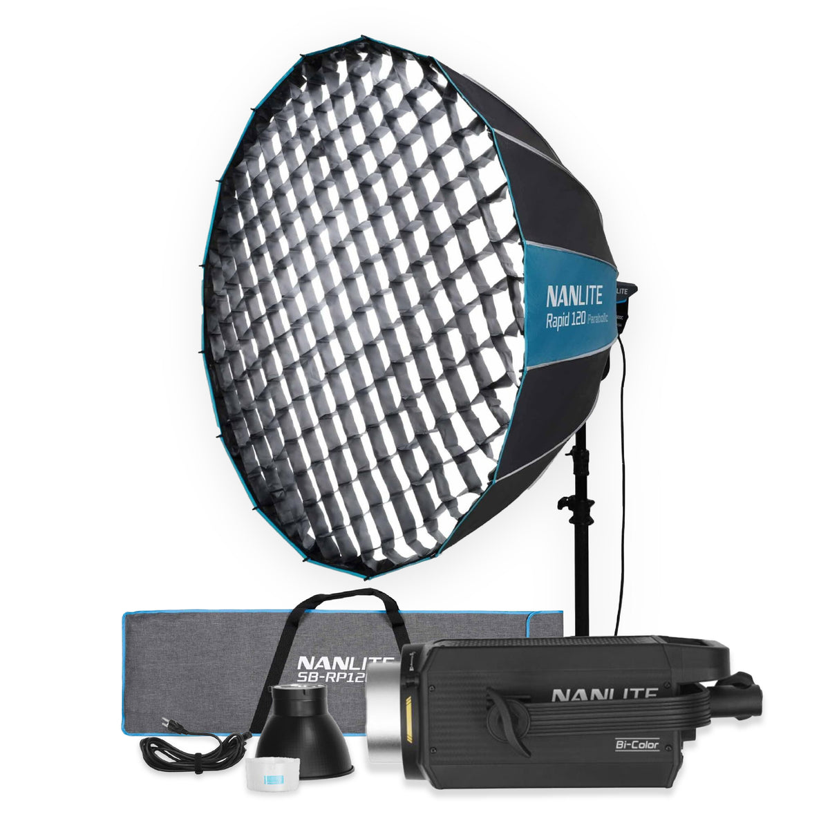 Nanlite FS-300B Bi-Color LED Monolight with Parabolic Softbox (47in) Bundle