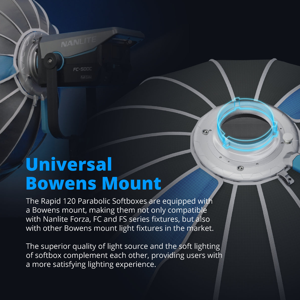 Nanlite FS-300B Bi-Color LED Monolight with Parabolic Softbox (47in) Bundle