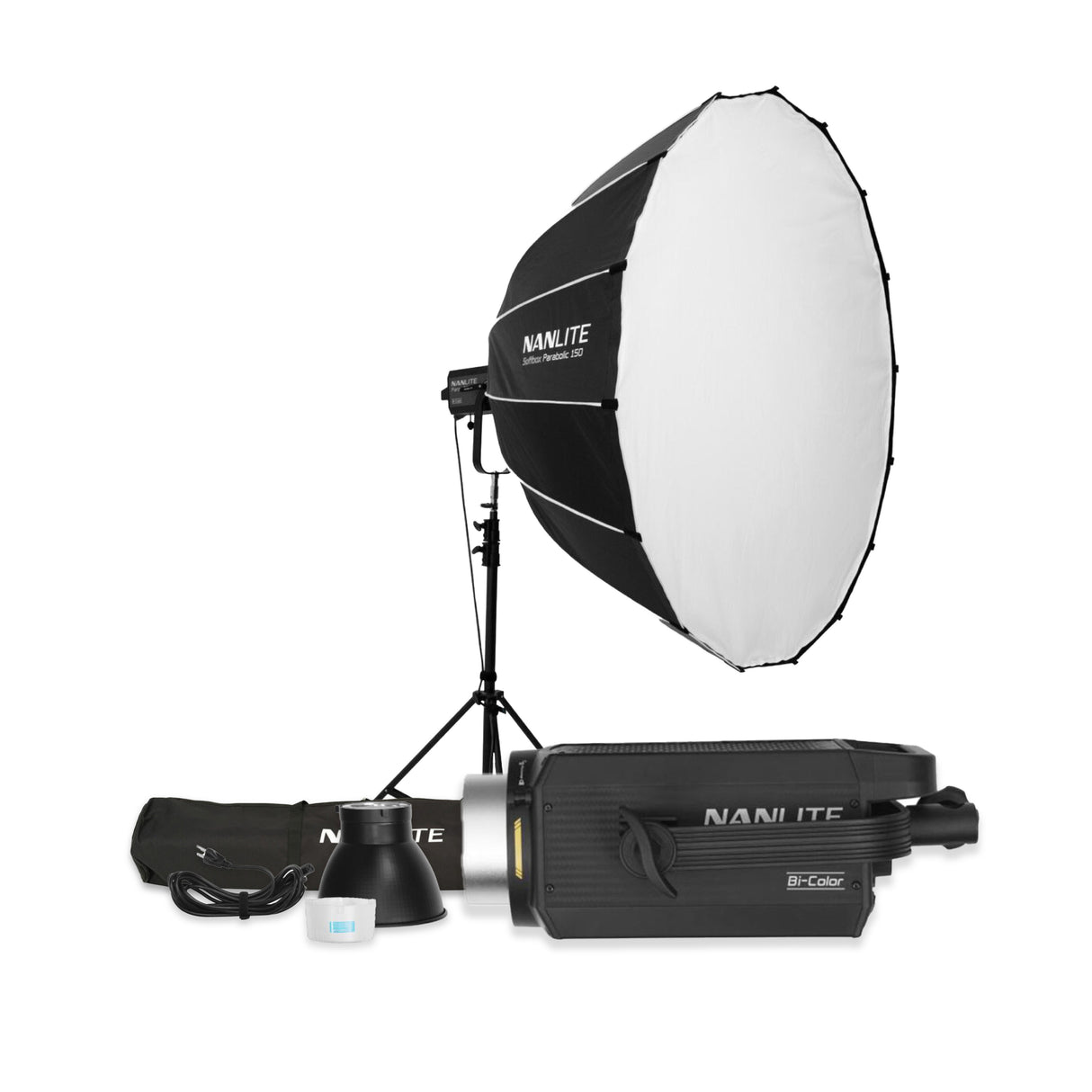 Nanlite FS-300B Bi-Color LED Monolight with 150 Quick-Open Softbox (59in) Bundle