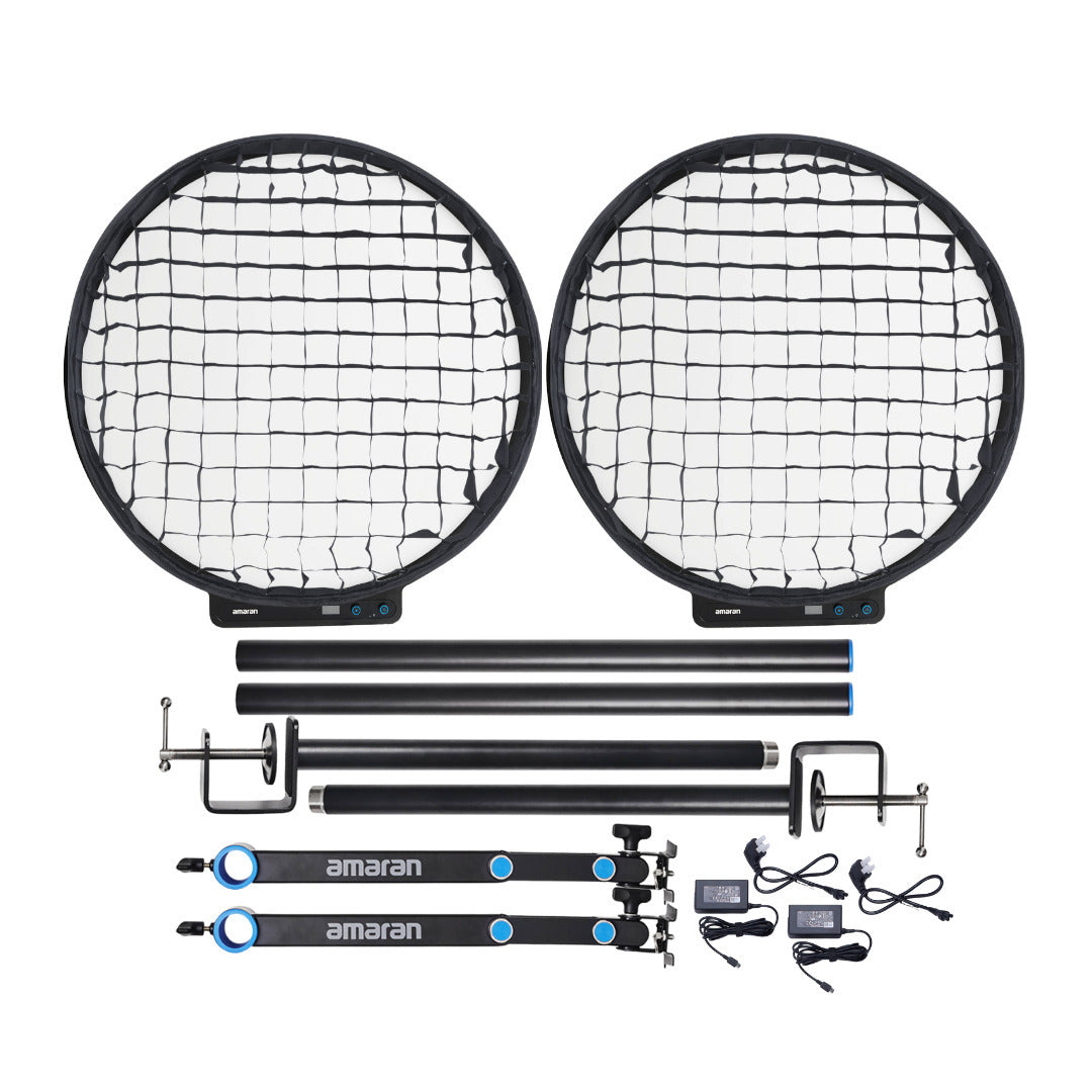 Amaran Verge Max Kit - Charcoal (US) with Light Control Grid Clip-On Bundle