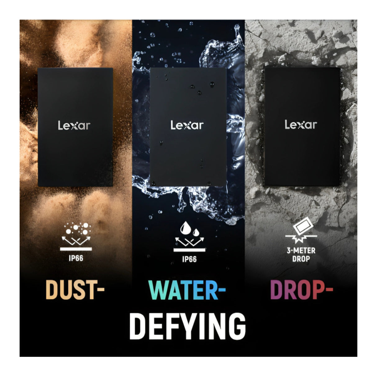 Lexar ARMOR 700 2TB USB 3.2 Gen 2x2 Portable SSD with IP66 Protection (Black)