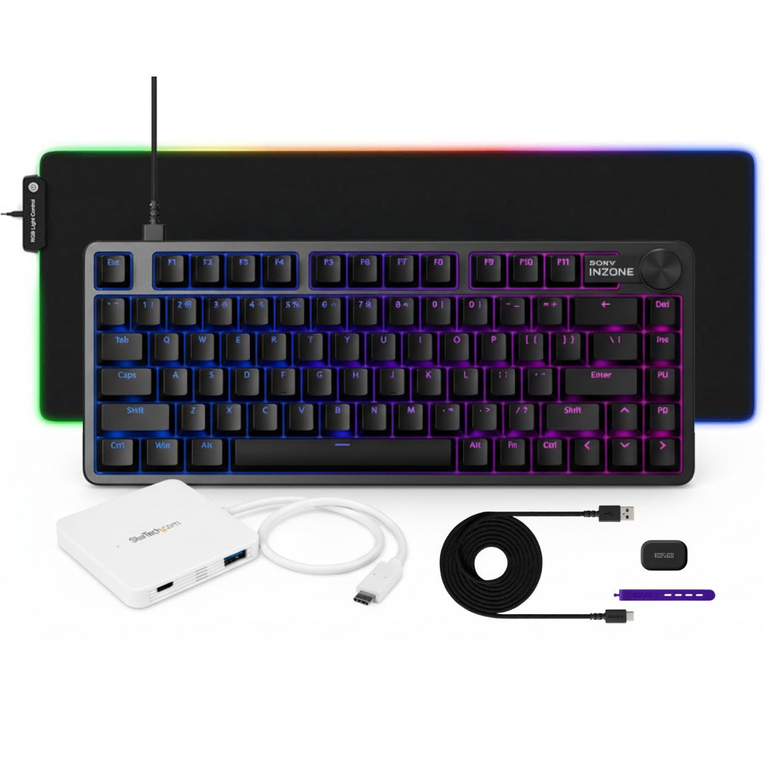 Sony INZONE 75-Percent Wired Aluminum 8K RGB Gaming Keyboard (Black) Bundle