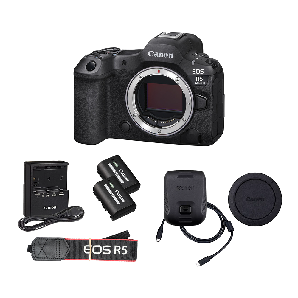Canon EOS R5 Mark II Mirrorless Camera Bundle with Extra LP-E6P Battery (Black)